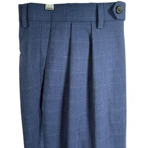 Ralph Lauren Black Label Men 34x32 Navy Windowpane Polyester Blend Dress Pants